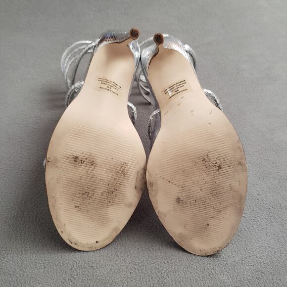 Steve Madden Exotica Heels Metallic Silver Snake Size 8 SMAD-WZ1229 Wrap-around - Picture 7 of 12